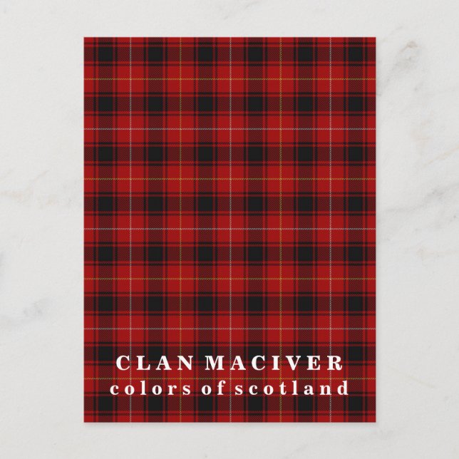 Cartão Postal Cores do Clan MacIver Tartan da Escócia (Frente)