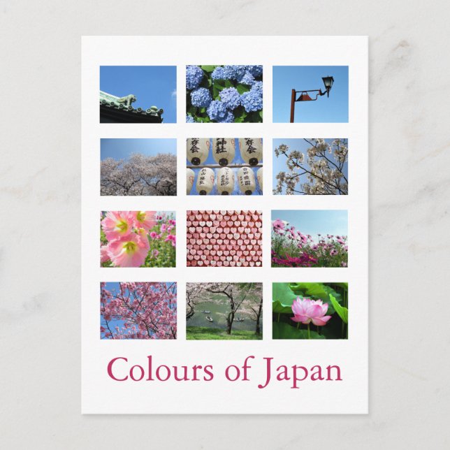 Cartão Postal Cores do Japão (azul/branco/rosa) (Frente)