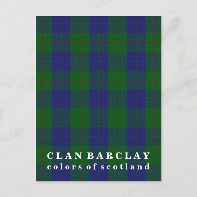 Cartão Postal Cores do Scotland Clan Barclay Tartan (Frente)