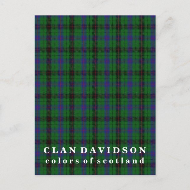 Cartão Postal Cores do Scotland Clan Davidson Tartan (Frente)