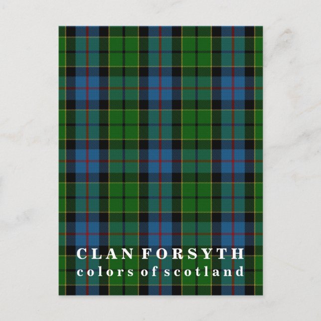 Cartão Postal Cores do Scotland Clan Forsyth Tartan (Frente)