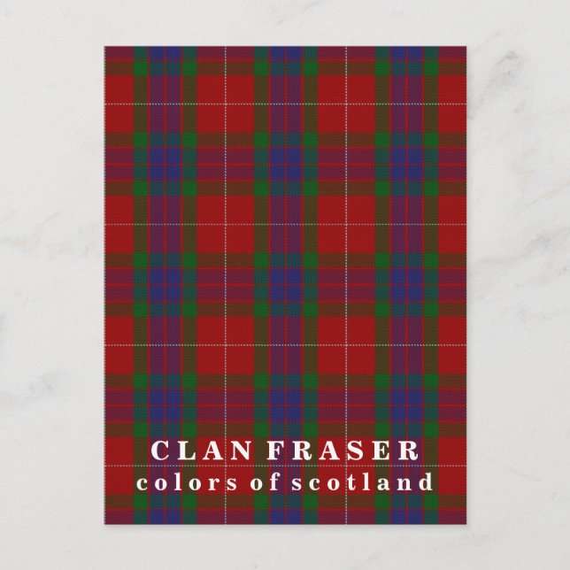 Cartão Postal Cores do Scotland Clan Fraser Tartan (Frente)