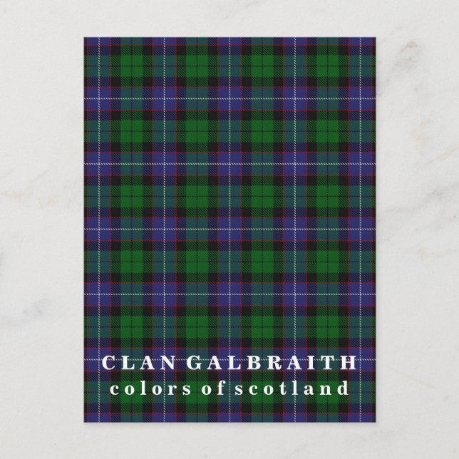 Cartão Postal Cores do Scotland Clan Galbraith Tartan (Frente)