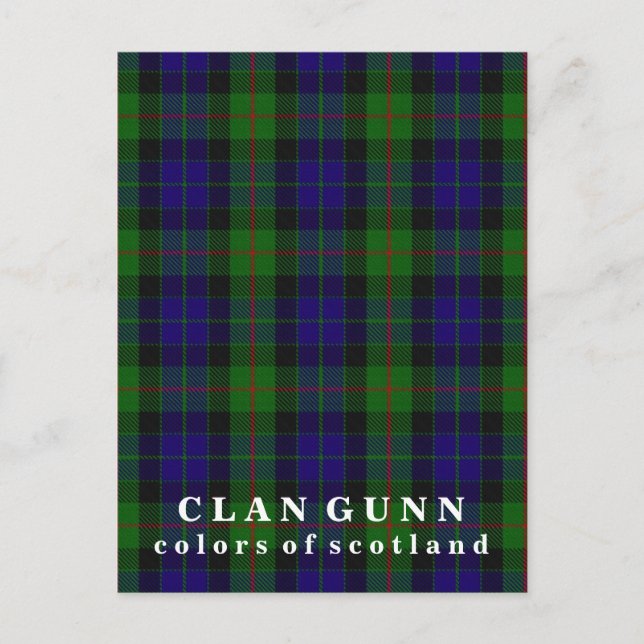 Cartão Postal Cores do Scotland Clan Gunn Tartan (Frente)