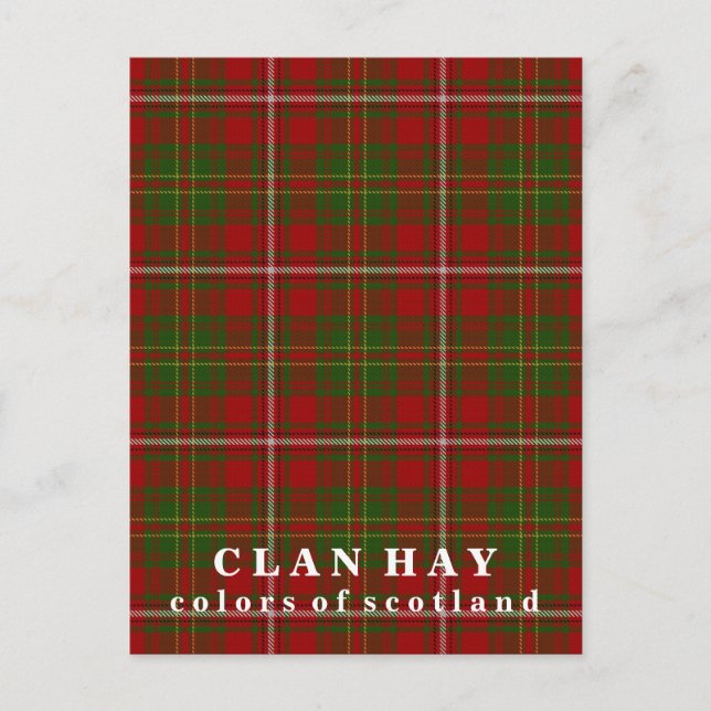Cartão Postal Cores do Scotland Clan Hay Tartan (Frente)