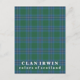 Cartão Postal Cores do Scotland Clan Irwin Tartan