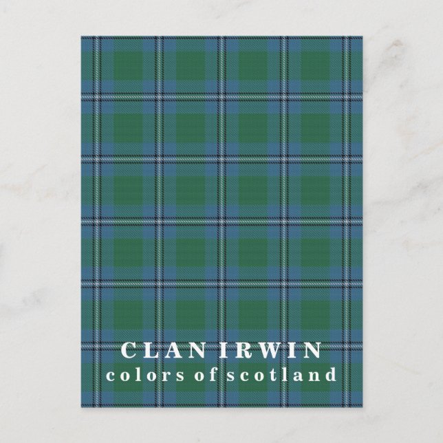 Cartão Postal Cores do Scotland Clan Irwin Tartan (Frente)