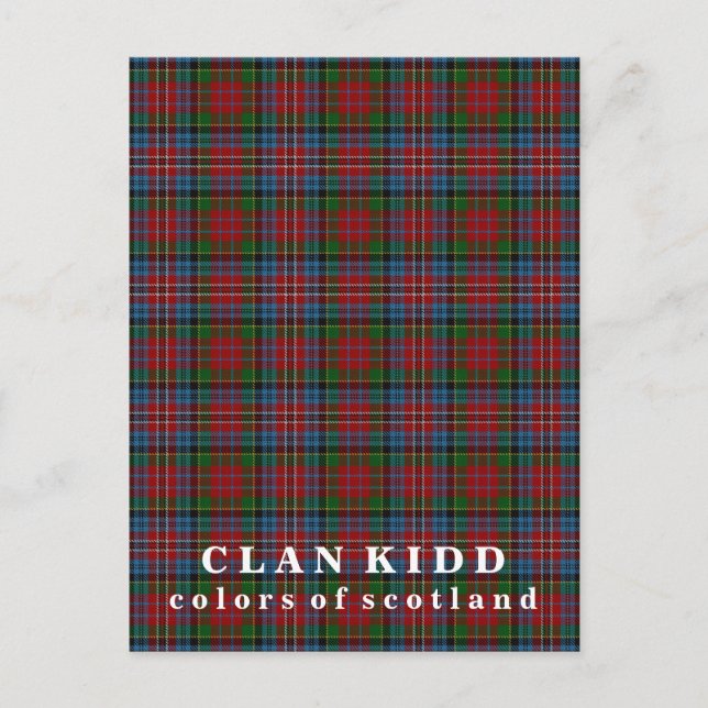 Cartão Postal Cores do Scotland Clan Kidd Tartan (Frente)