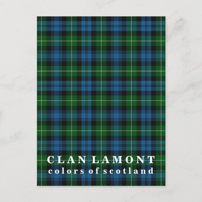 Cartão Postal Cores do Scotland Clan Lamont Tartan (Frente)