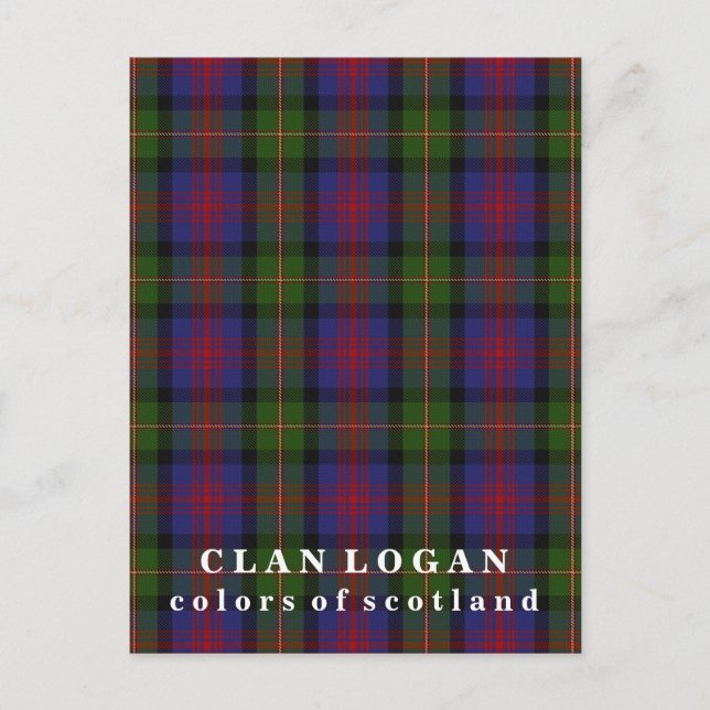 Cartão Postal Cores do Scotland Clan Logan Tartan (Frente)