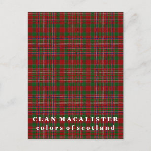 Cartão Postal Cores do Scotland Clan MacAlister Tartan
