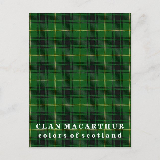 Cartão Postal Cores do Scotland Clan MacArthur Tartan (Frente)