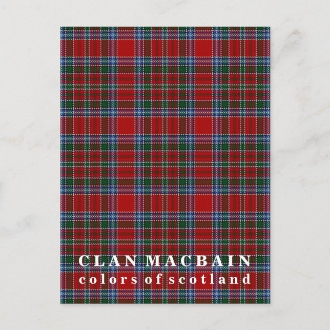 Cartão Postal Cores do Scotland Clan MacBain Tartan (Frente)