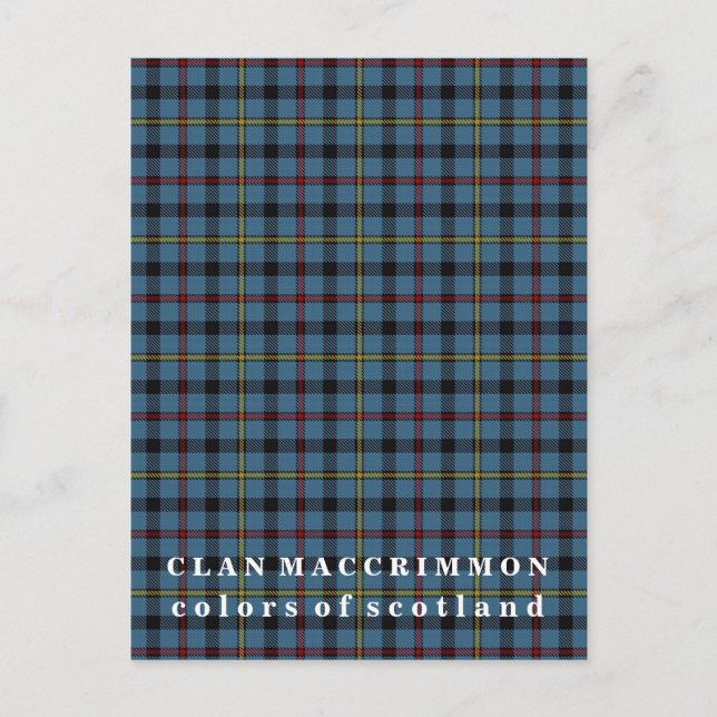 Cartão Postal Cores do Scotland Clan MacCrimmon Tartan (Frente)