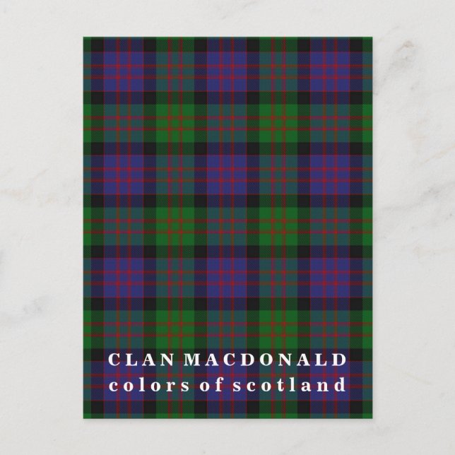 Cartão Postal Cores do Scotland Clan MacDonald Tartan (Frente)