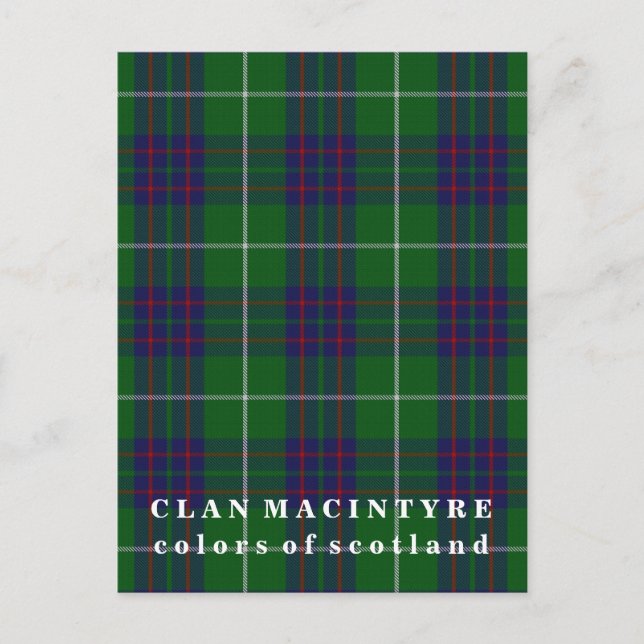 Cartão Postal Cores do Scotland Clan MacIntyre Tartan (Frente)