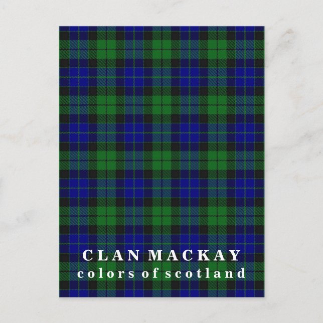 Cartão Postal Cores do Scotland Clan MacKay Tartan (Frente)