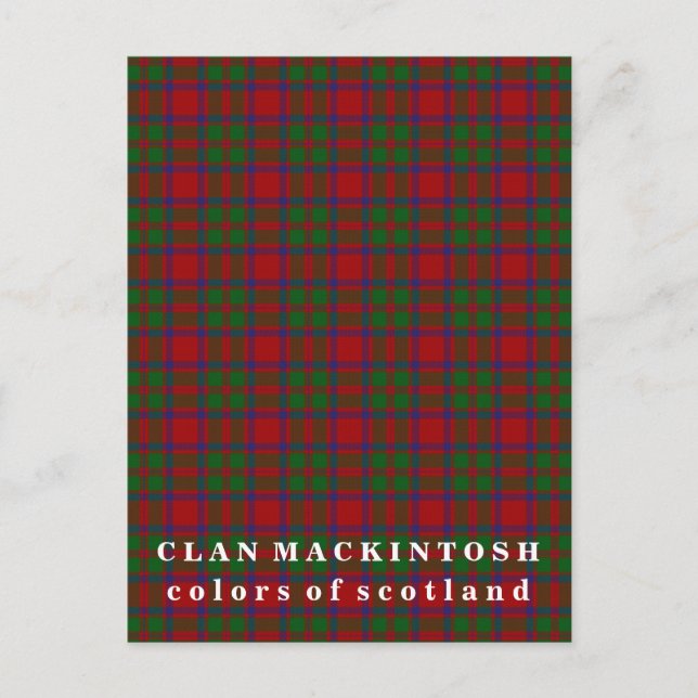 Cartão Postal Cores do Scotland Clan MacKintosh Tartan (Frente)