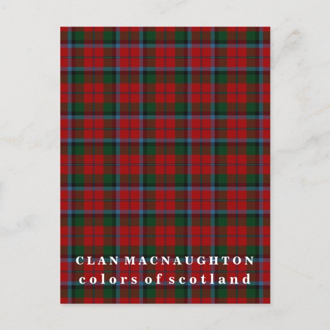 Cartão Postal Cores do Scotland Clan MacNaughton Tartan (Frente)