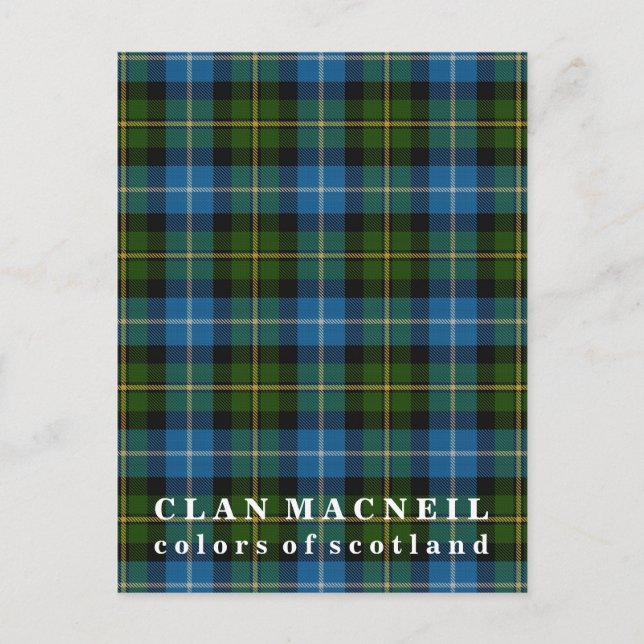 Cartão Postal Cores do Scotland Clan MacNeil Tartan (Frente)