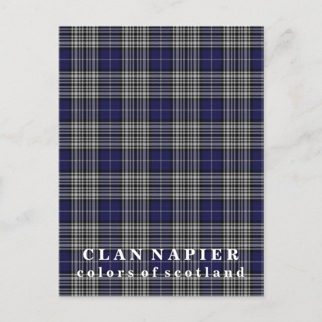 Cartão Postal Cores do Scotland Clan Napier Tartan (Frente)