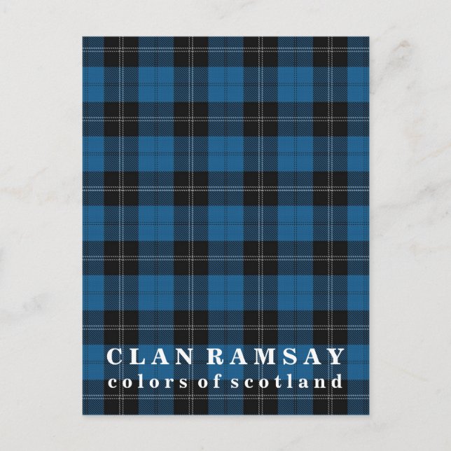 Cartão Postal Cores do Scotland Clan Ramsay Blue Hunting Tartan (Frente)
