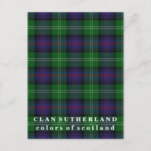 Cartão Postal Cores do Scotland Clan Sutherland Tartan
