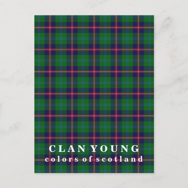 Cartão Postal Cores do Scotland Clan Young Tartan (Frente)