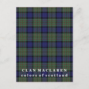 Cartão Postal Cores do Tartan do Clã MacLaren da Escócia