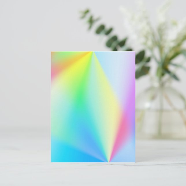 Cartão Postal Cores modernas iridescentes pastel de arco-íris (Em pé/Frente)