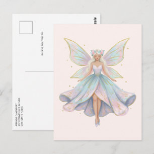 Cartão Postal Cores Pastéis de Anjo Mágico Fada