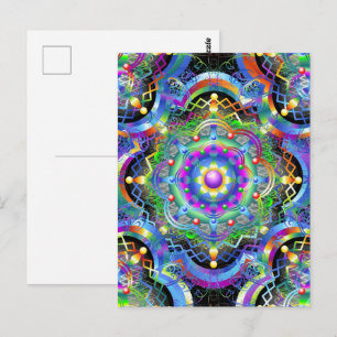 Cartão Postal Cores Psicodélicas Universas de Mandala