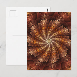Cartão Postal Cores Quentes, Padrão de Arte Fractal Moderna Trip