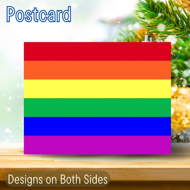 Cartão Postal Cores vibrantes Designs laterais LGBTQ+ Rainbow Fl (Criador carregado)