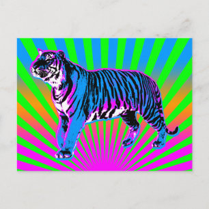 Cartão Postal Corey Tiger 80s Retro Tiger Sol Nascente