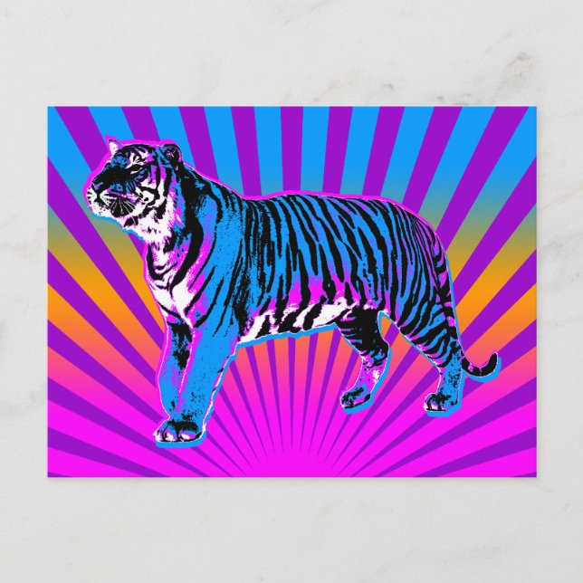 Cartão Postal Corey Tiger 80s Retro Tiger Sol Nascente (Frente)