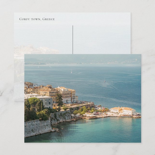 Cartão Postal Corfu Old Town coastal view, Greece (Frente/Verso)