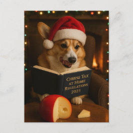 Cartão Postal Corgi 'Cheese Tax' Christmas postcard