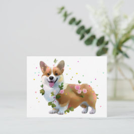 Cartão Postal Corgi de laranja-branca para um humor positivo