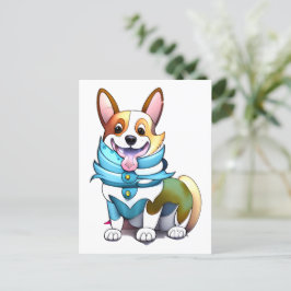 Cartão Postal Corgi de laranja-branca para um humor positivo