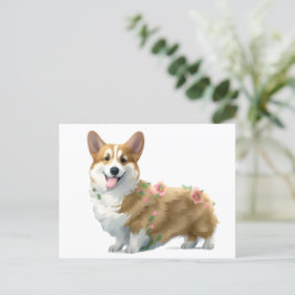 Cartão Postal Corgi de laranja-branca para um humor positivo