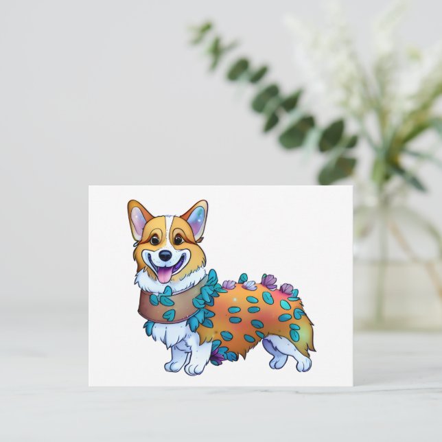 Cartão Postal Corgi de laranja-branca para um humor positivo (Em pé/Frente)