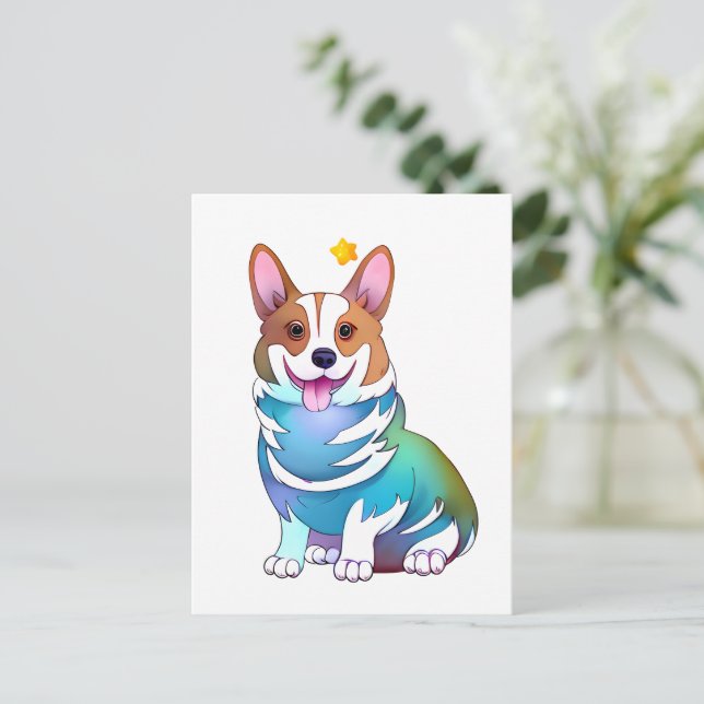 Cartão Postal Corgi de laranja-branca para um humor positivo (Em pé/Frente)