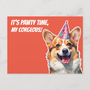 Cartão Postal Corgi, é hora da Festa de aniversário.