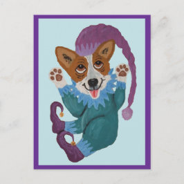 Cartão Postal Corgi elfo