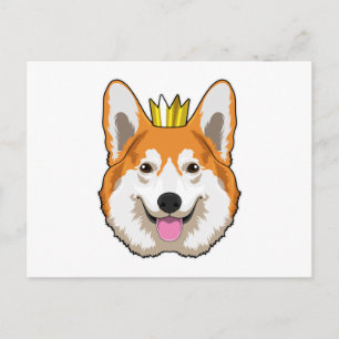 Cartão Postal Corgi Galês com Coroa