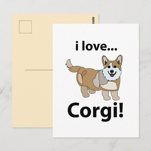 Cartão Postal Corgi I Love Corgi (Frente/Verso)