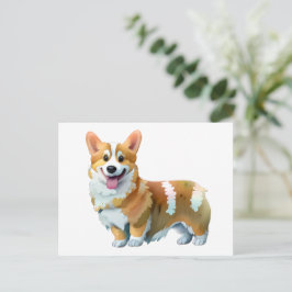 Cartão Postal Corgi laranja fofo para um humor positivo