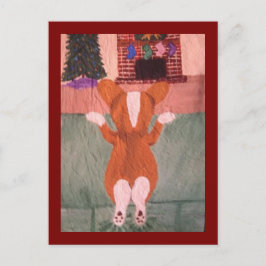 Cartão Postal Corgi no sofá esperando por Papai Noel