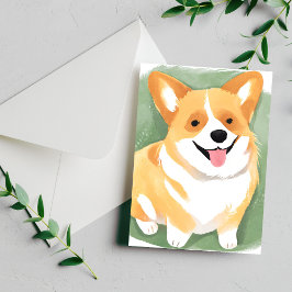 Cartão Postal Corgi | Raça de Cachorro Fofa Aquarela